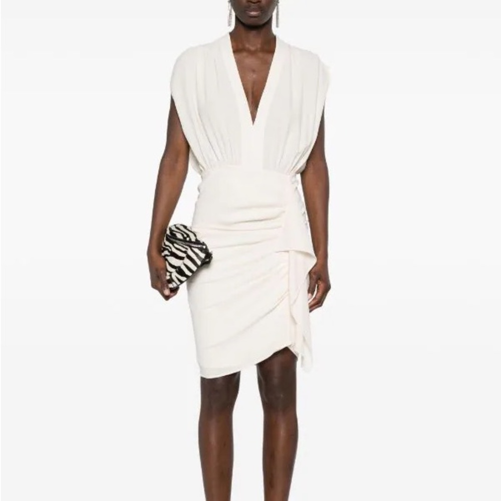IRO PARIS ESSONE DRAPED V-NECK MINI DRESS